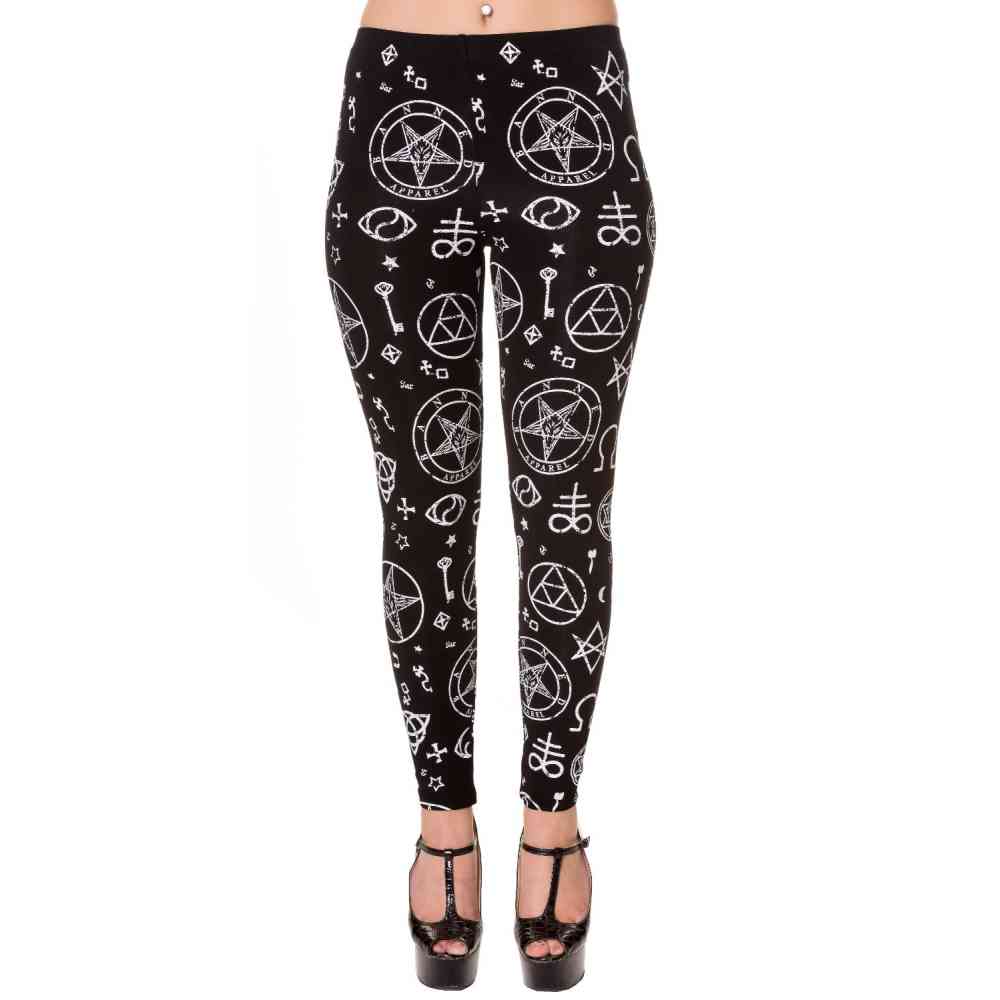 Banned - Pentagram Leggings - Noir/Blanc